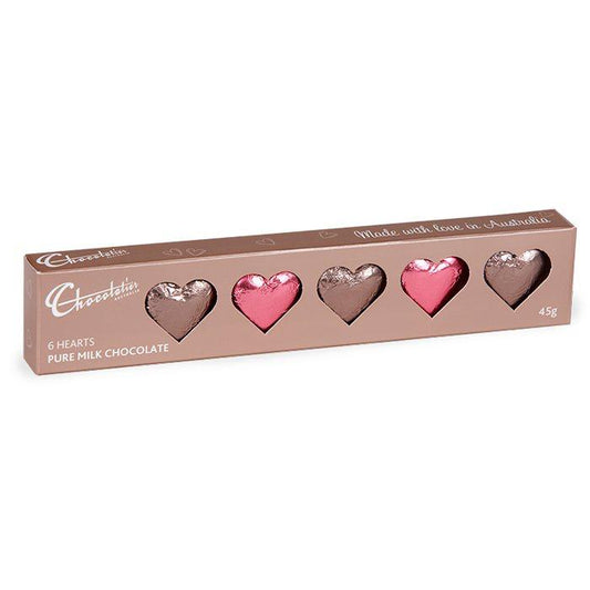 Chocolatier 6 Pack Hearts - Pink/Mocha 45g