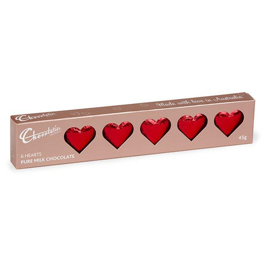 Chocolatier 6 Pack Hearts - Red 45g